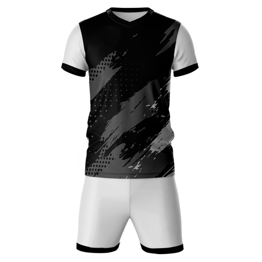 Black shadow stripe sports jersey set for men front view