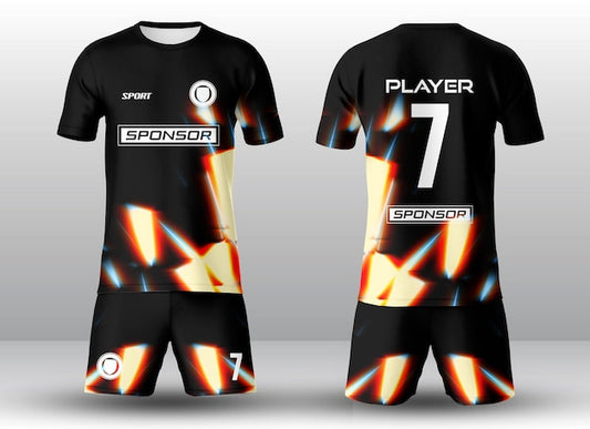 NextPrint Custom Black Abstract Light Effect Football Jersey Set – Personalized Name & Number Print