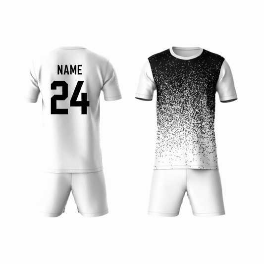 Black activewear t-shirt with white shorts back view