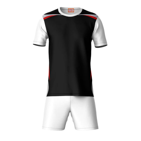 Black sports t-shirt with white shorts co-ord set front view