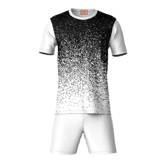 Black sports t-shirt with white shorts co-ord set front view