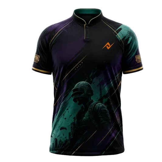 Black Teal Tactical Warrior Anime Inspired Jersey front view