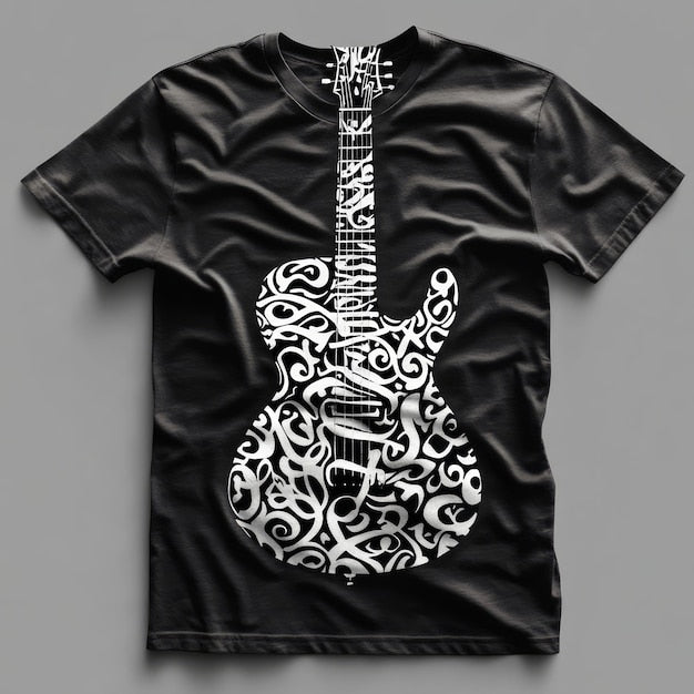 Next Print stylized guitar  t shirt .