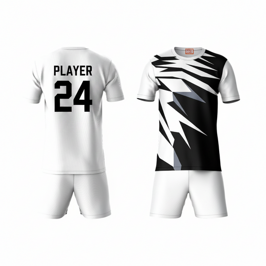 Black white grey geometric pattern activewear t-shirt with white shorts back view