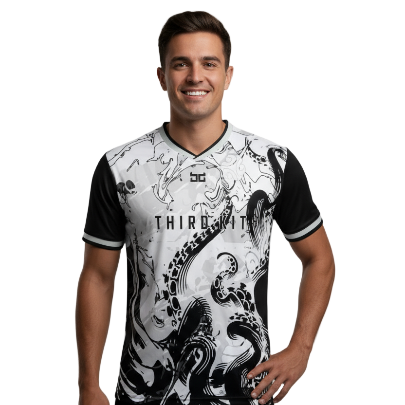 Next Print Black and White Soccer Jersey with Octopus Tentacle Design