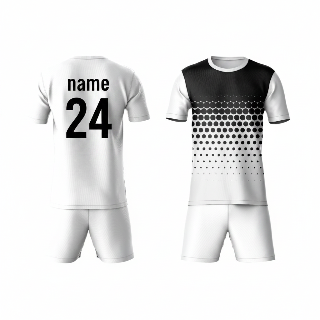 Black white activewear t-shirt with white shorts back view