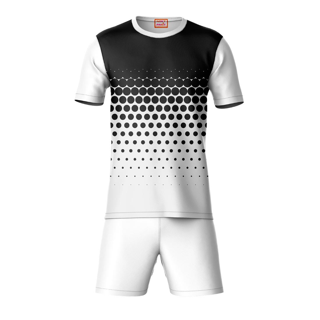 Black white sports t-shirt with white shorts co-ord set front view