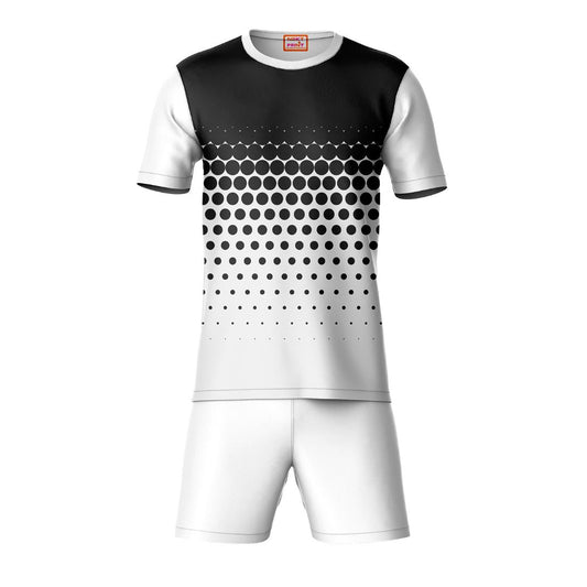 Black white sports t-shirt with white shorts co-ord set front view