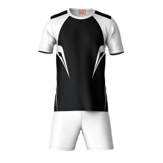 Black white sports t-shirt with white shorts co-ord set front view