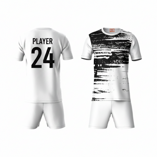 Black white athletic coord set back side with white shorts