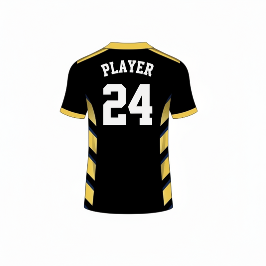 Black yellow gaming jersey back side with custom gamer name