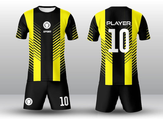 NextPrint Pro Black & Yellow Speed Stripe Football Jersey – Custom Player Kit