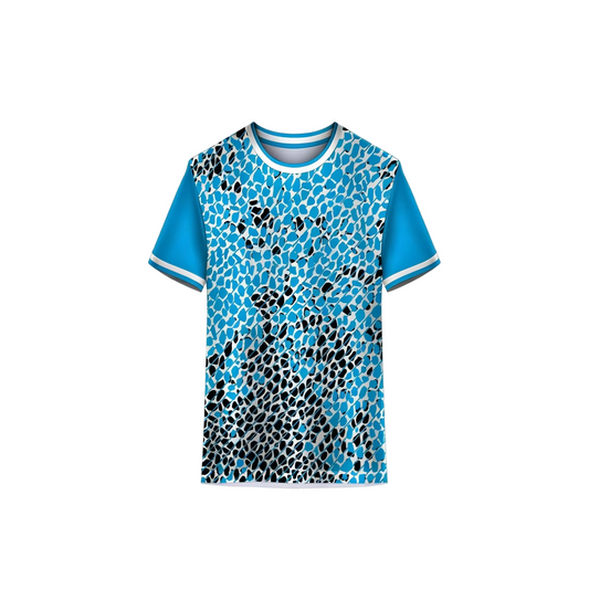 Blue and black abstract sports jersey t-shirt for men