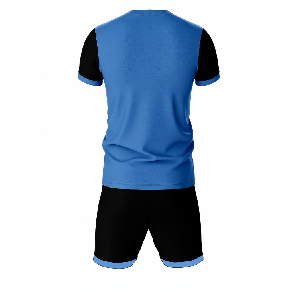 Premium blue black pattern sports jersey side angle sportswear view
