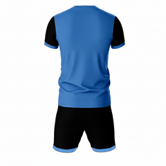 Premium blue black pattern sports jersey side angle sportswear view