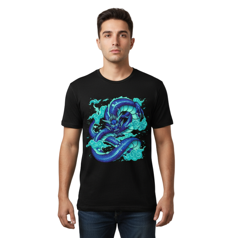 Next Print blue dragon t shirt design vector