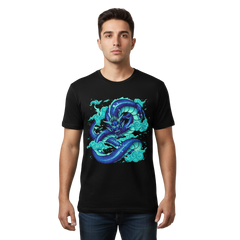 Next Print blue dragon t shirt design vector
