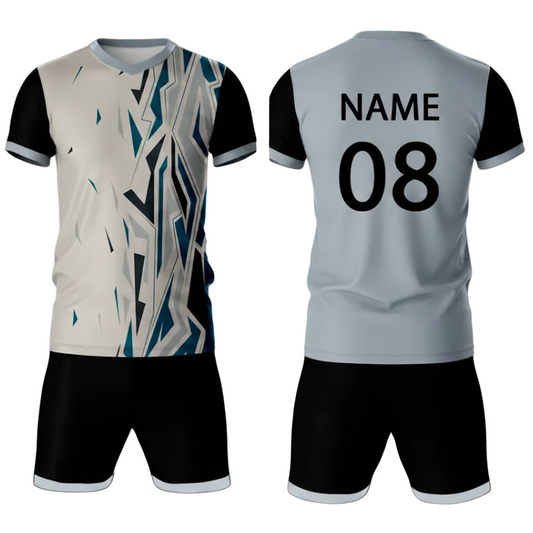 Blue geometric edge sports jersey set for men back view