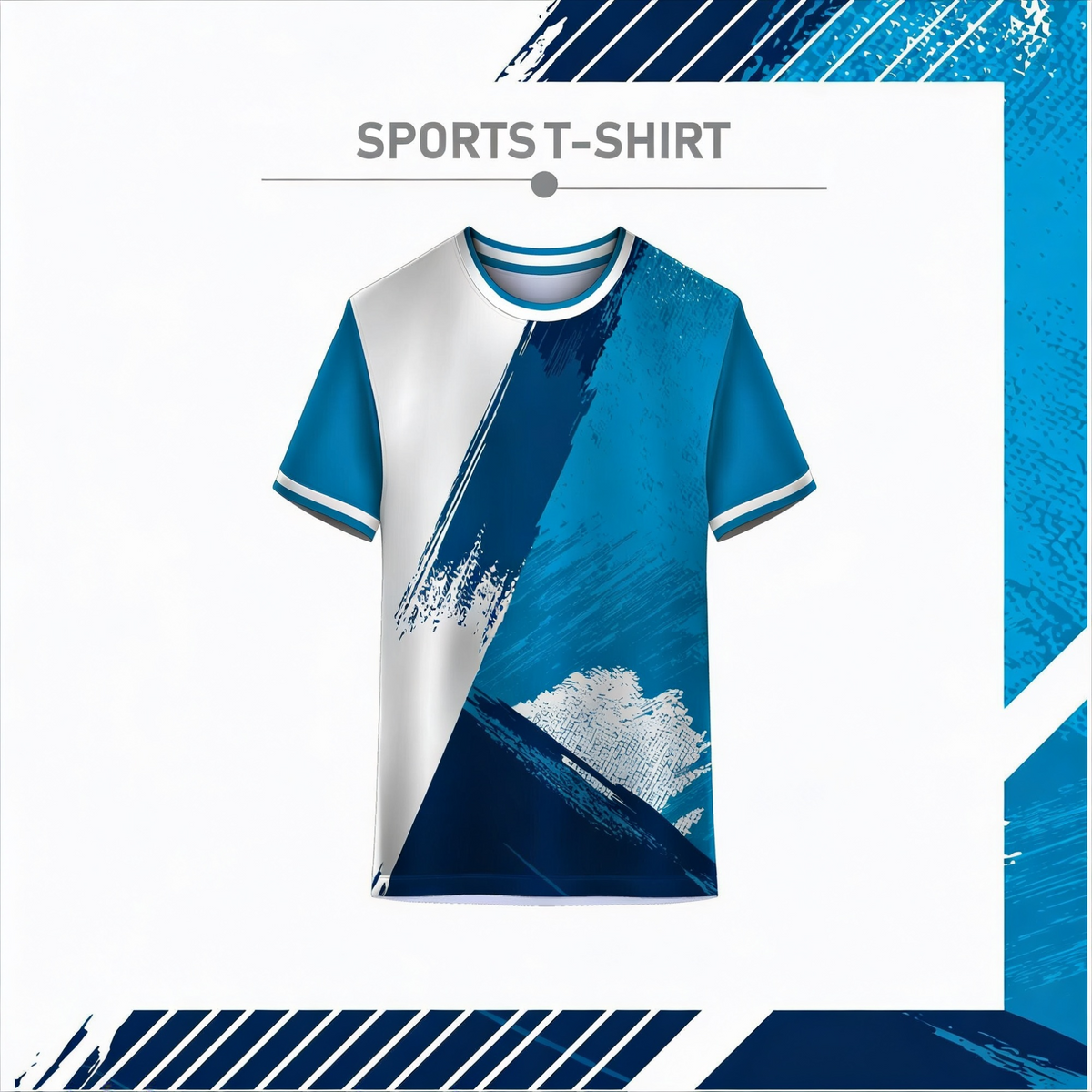 Blue Grey Sports T-Shirt for Men Premium Athletic Jersey Front View