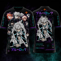 Blue Lock Nagi Seishiro Striker Instinct anime round neck sports jersey front and back premium sublimation esports t-shirt by Next Print