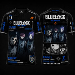 Blue Lock Team Z black anime jersey front and back view with premium sports design