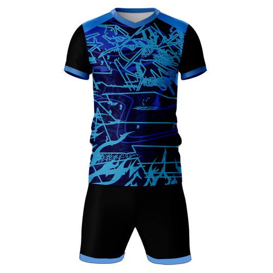 Blue neon clash sports jersey set for men front view