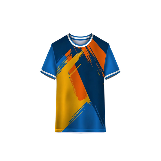Blue Orange Custom Sports Jersey with Personalized Name and Number for Cricket and Football Teams by NextPrint