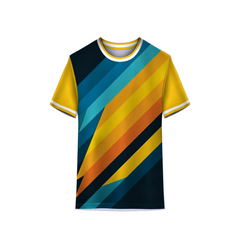Blue orange custom sports t-shirt with sublimation printing for cricket, volleyball, football and team uniforms by NextPrint India