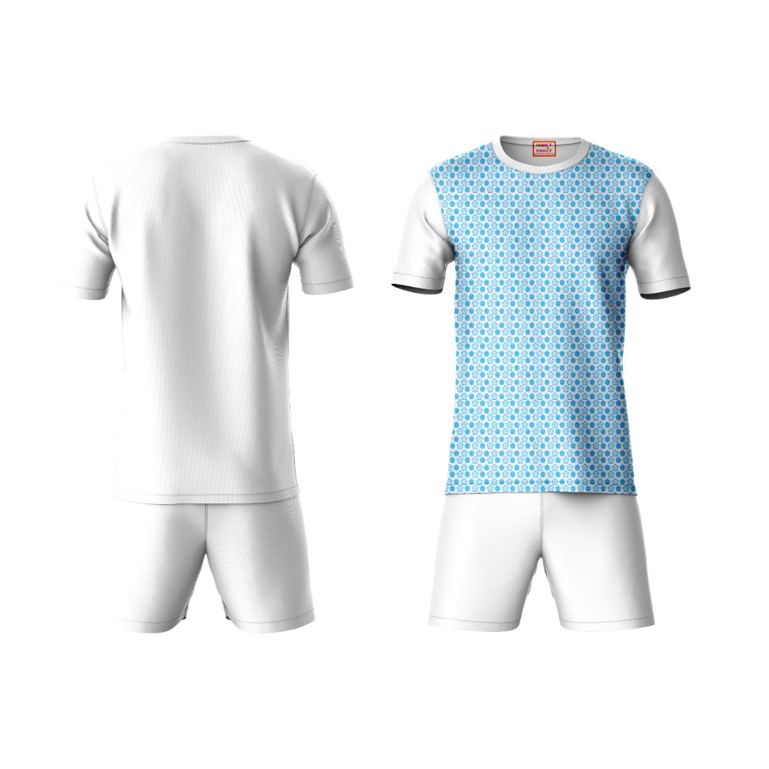 Premium blue pattern sportswear coord set side angle view