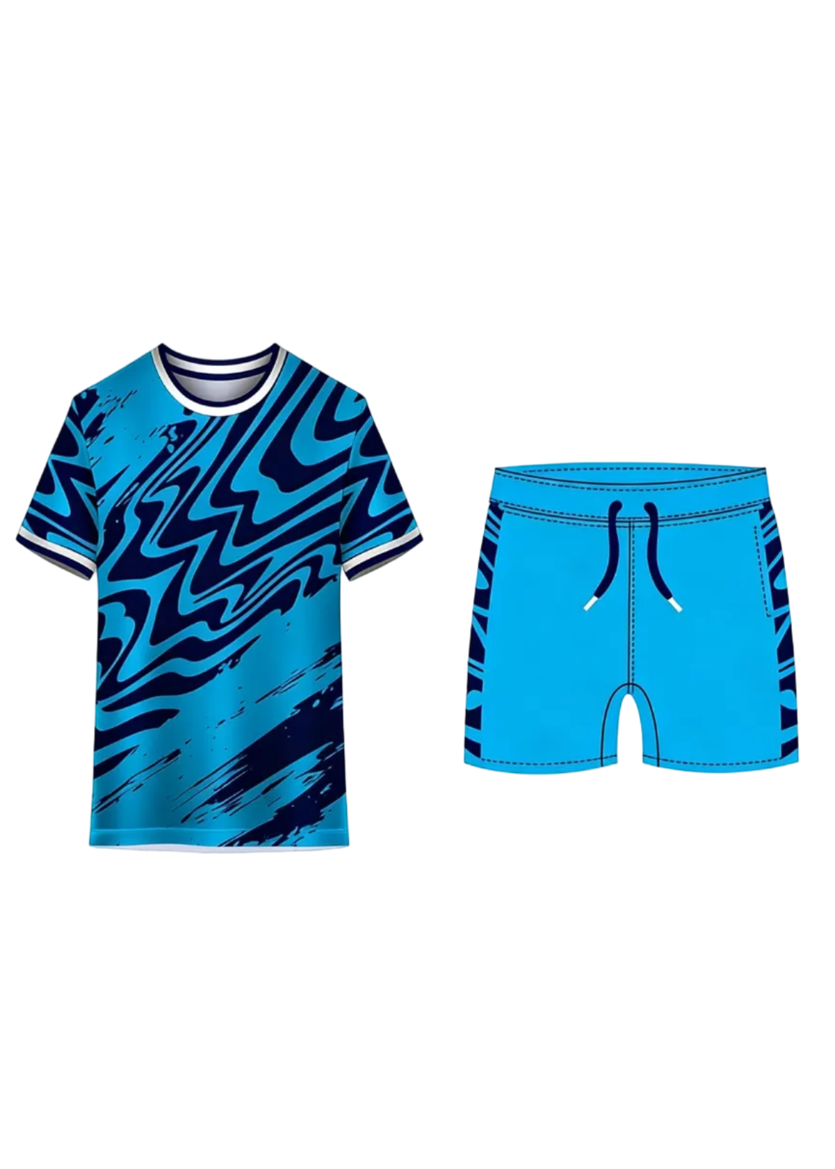 “Blue patterned sports jersey and shorts set for men custom team uniform breathable athletic wear India NextPrint”
