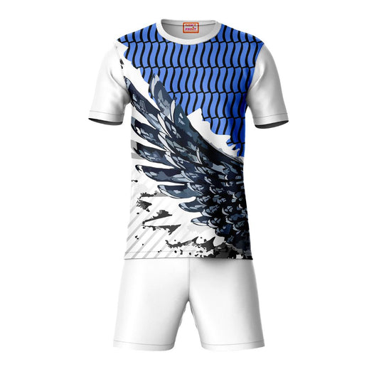 Blue phoenix wing sports jersey set for men front view