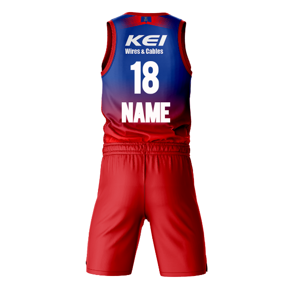 Blue red RCB basketball jersey back side dry fit sports wear