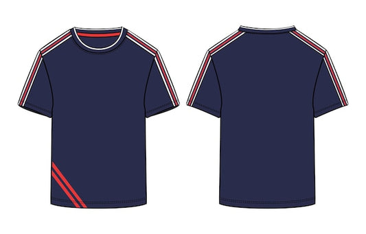 Next Print blue and red t shirt with a red stripe