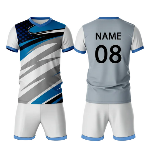 Blue thunder wave sports jersey set for men back view
