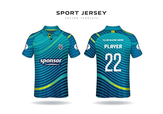 Blue and Turquoise Modern Sports Jersey Design Vector Template