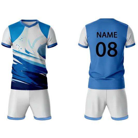 Blue wave fusion sports jersey set for men back view