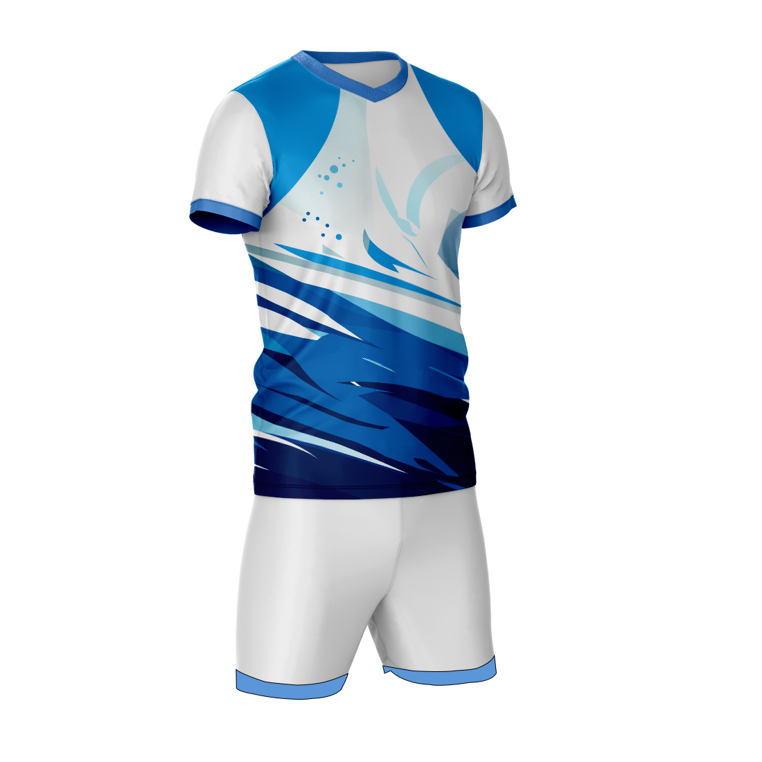 Premium blue wave fusion sports jersey side angle sportswear view