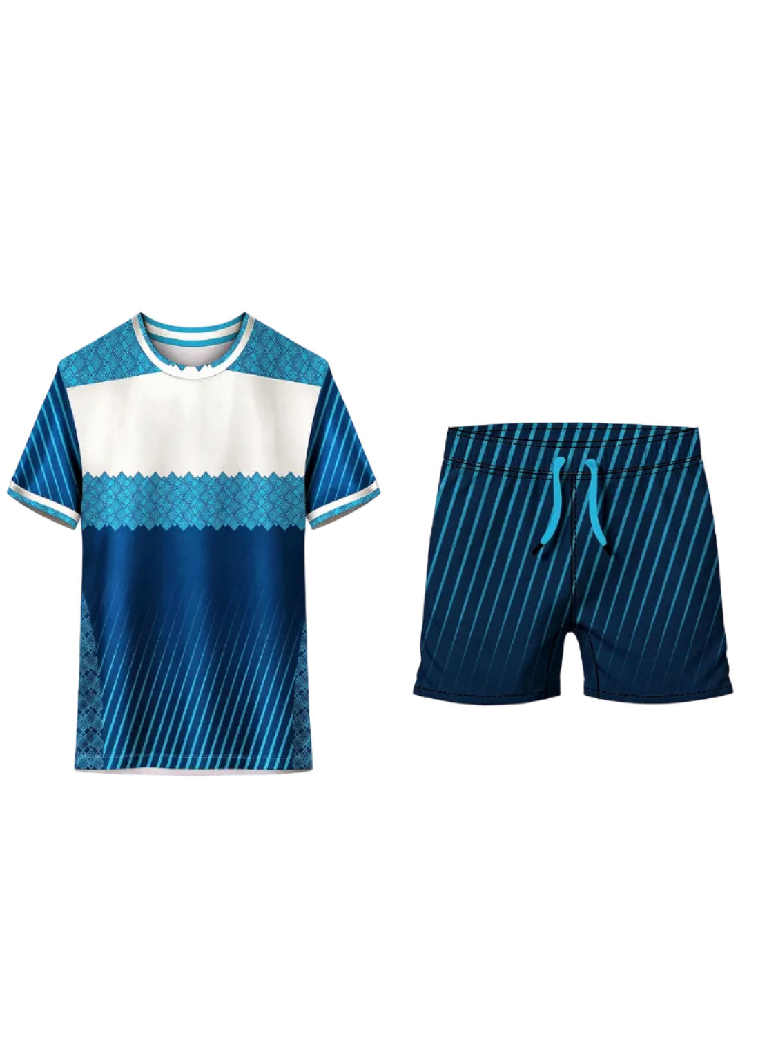 Next print Premium Blue & White Sports Jersey with Shorts – Custom Team Uniform