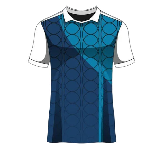 Blue white geometric custom esports jersey front view