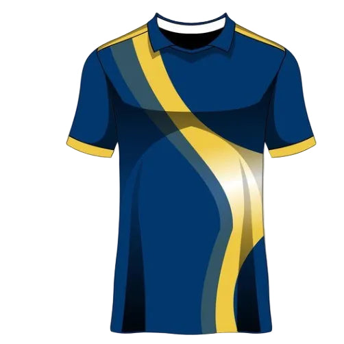 Blue yellow accent custom esports jersey front view