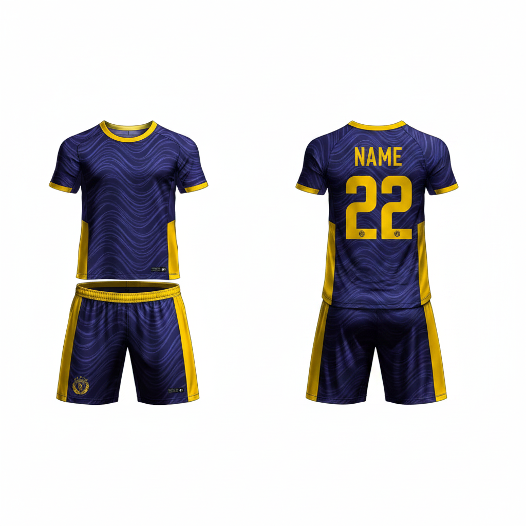 Next print Personalized Blue Yellow Sports Jersey Set With Shorts – Cricket / Football Kit India
