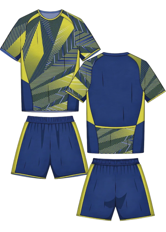 Next print Custom Blue Yellow Sports Jersey with Shorts – Personalized Team Uniform | Cricket, Football & Training Kit