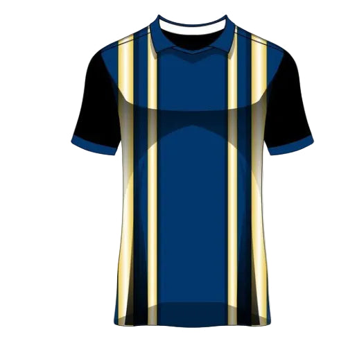 Blue yellow striped custom esports jersey front view
