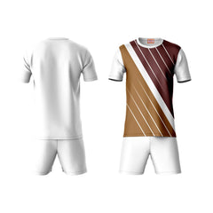 Men brown white horizontal stripe sportswear co-ord set side angle view