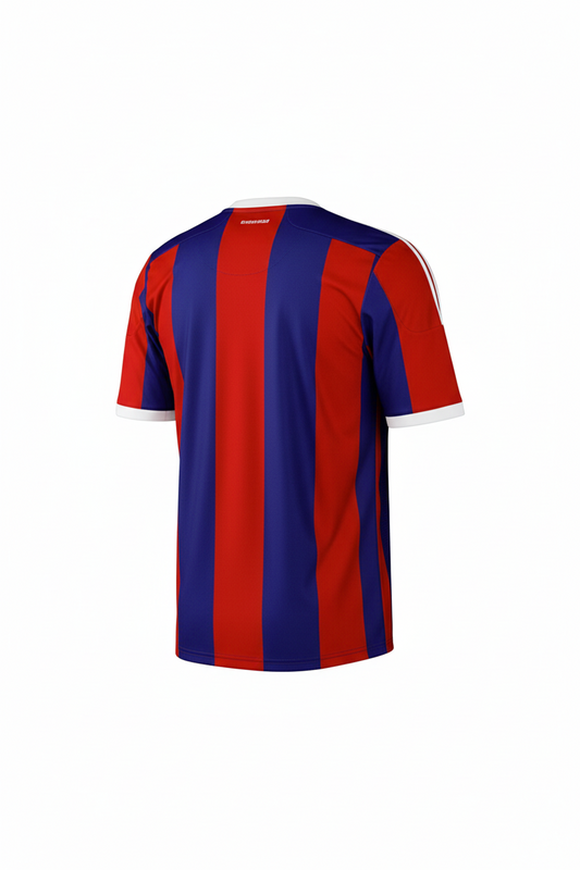 NextPrint Premium Red Blue Striped Football Jersey with Custom Name & Number – Bayern Inspired Design India