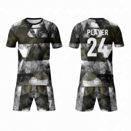 Charcoal shadow sports jersey with matching shorts back view