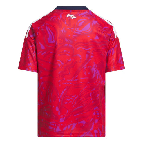 Red football jersey back side with custom player number
