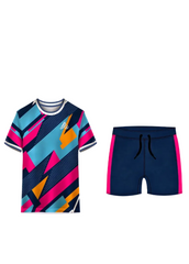 Next print Colorful Geometric Sports Jersey with Navy Shorts | Custom Team Uniform Set | Quick Dry Athletic Wear India