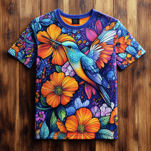 Next Print Colorful Hummingbird Floral T Shirt
