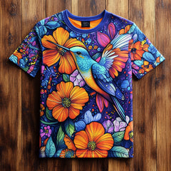 Next Print Colorful Hummingbird Floral T Shirt